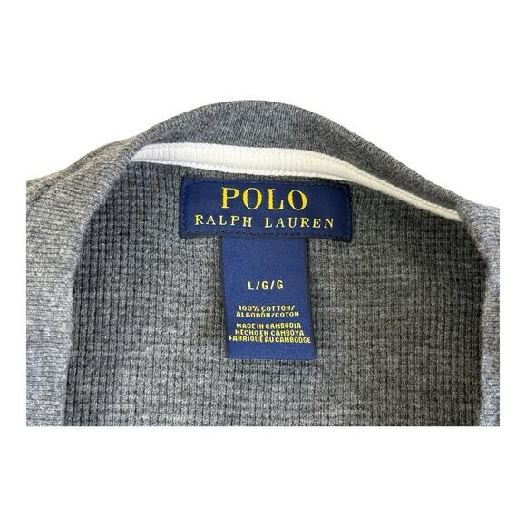 Polo Ralph Lauren Thermal Waffle Knit Crew Neck Casual Shirt Mens Large Gray - Picture 12 of 12